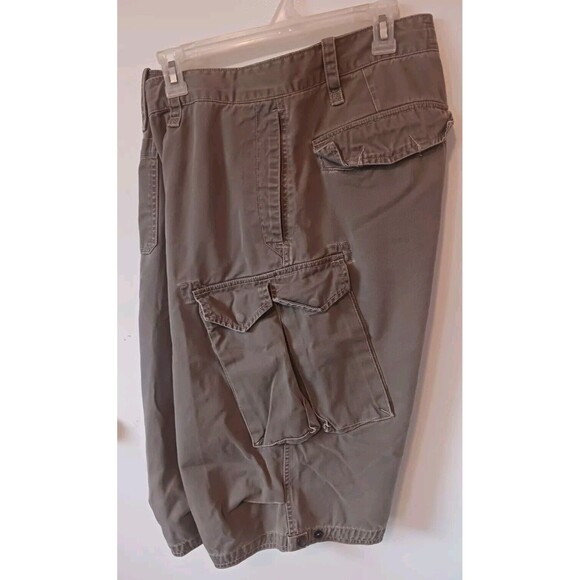 Nautica Jeans Co Cargo Shorts Mens 36 Light Brown Long Y2K Utility Pockets Baggy - Picture 7 of 10